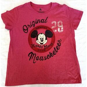 Disney Women's T-Shirt Heather Red Mickey Mouse "Original Mouseketeer XL